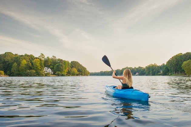 Woman kayaking