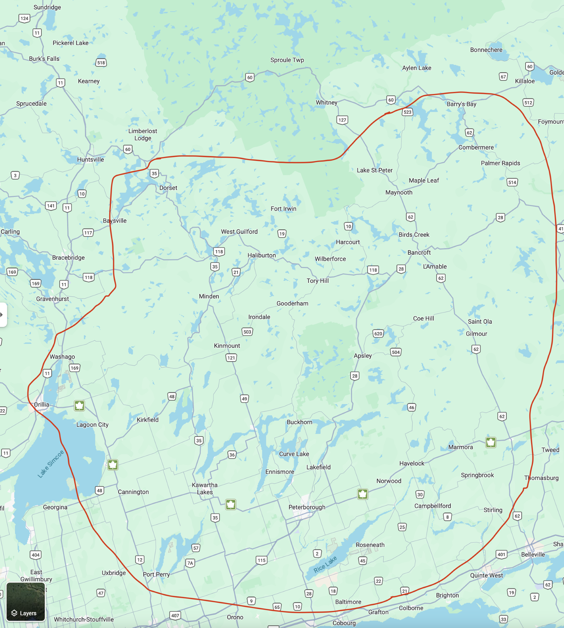 Cottage Country map